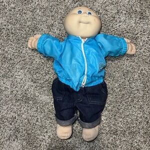 1985 RARE CABBAGE PATCH KIDS 16-in DOLL BALD HEAD BLUE EYES‎ Blue Jacket Jeans